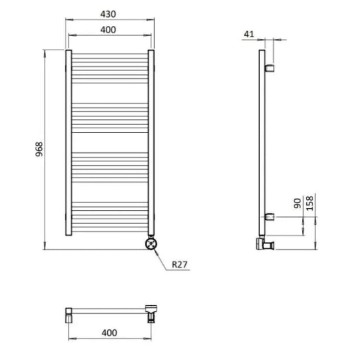 Crosswater MPRO All Electric Right Hand Towel Warmer