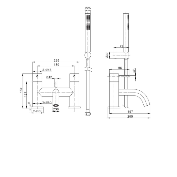 Crosswater MPRO Bath Shower Mixer Tap And Shower Kit