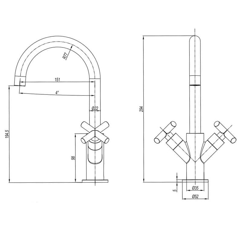 Crosswater MPRO Crosshead Basin Mixer