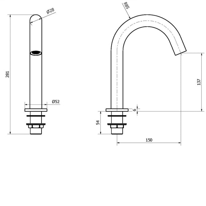 Crosswater MPRO Deck Mounted Basin Sensor Spout - 150mm