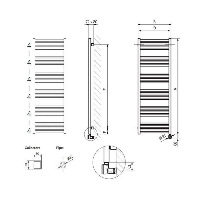 Crosswater MPRO Electric Heated Towel Rail - 1140mm x 480mm