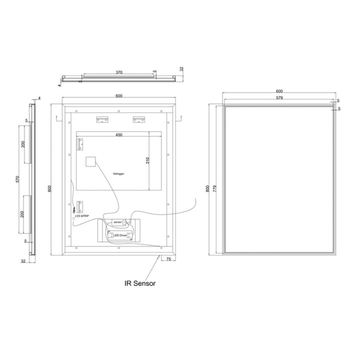 Crosswater MPRO Illuminated Mirror - 800mm x 600mm - Clear