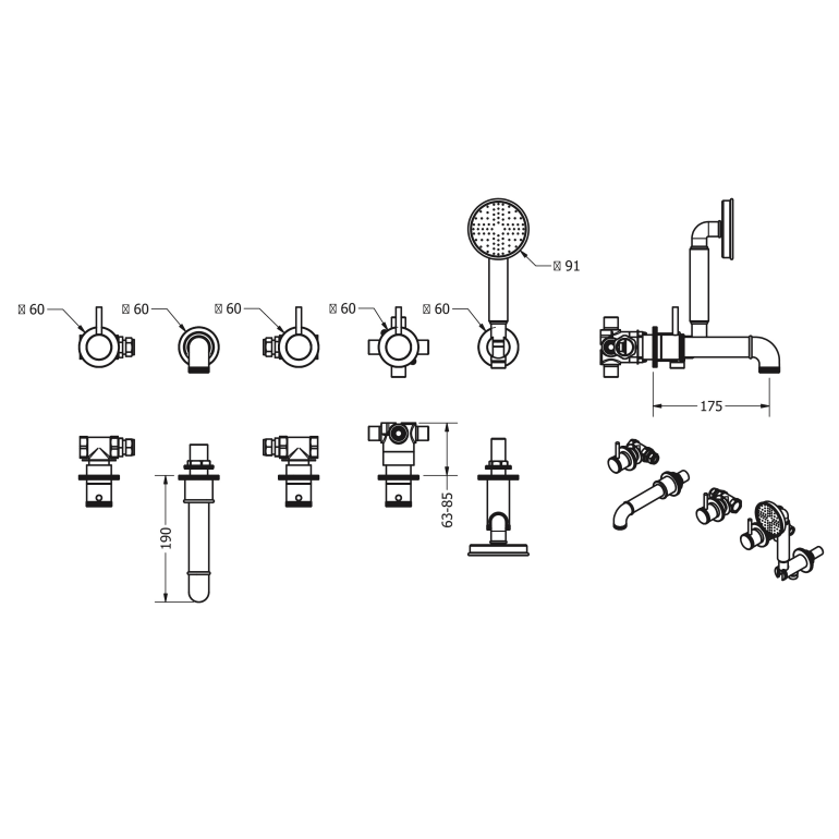 Crosswater MPRO Industrial 5 Hole Bath Filler Tap