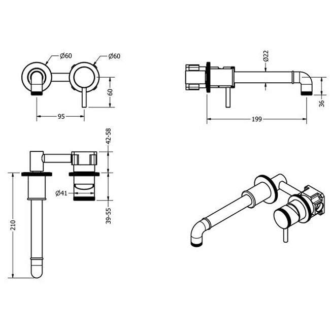 Crosswater MPRO Industrial Basin 2 Hole Set - Basin Mixer