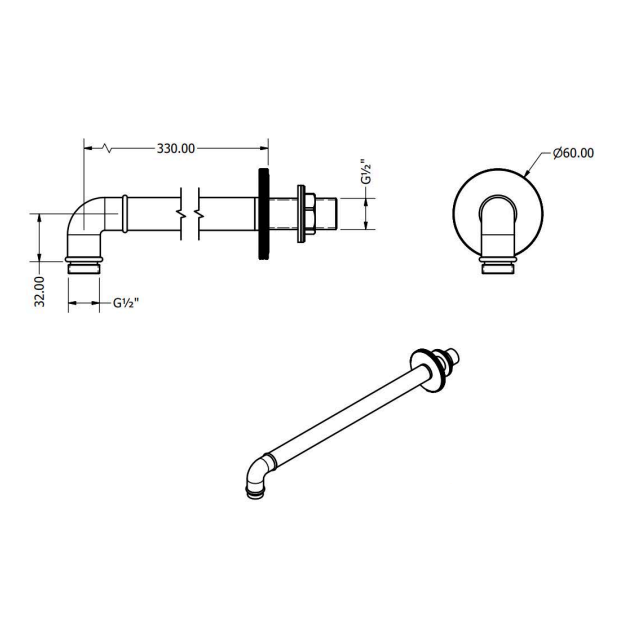 Crosswater MPRO Industrial Single Outlet Thermostatic Round