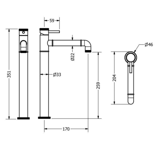 Crosswater MPRO Industrial Tall Basin Mixer