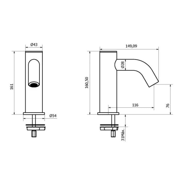 Crosswater MPRO Infrared Mono Basin Mixer Tap - Chrome