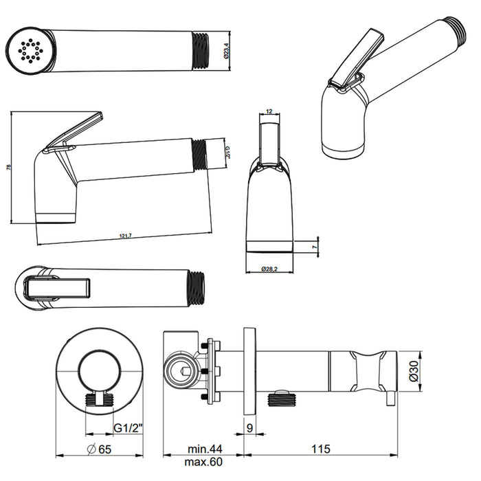 Crosswater MPRO Integrated Douche Valve Handset And Holder