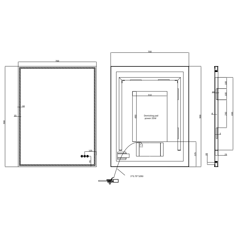 Crosswater MPRO Lit Illuminated Mirror - 500mm x 700mm