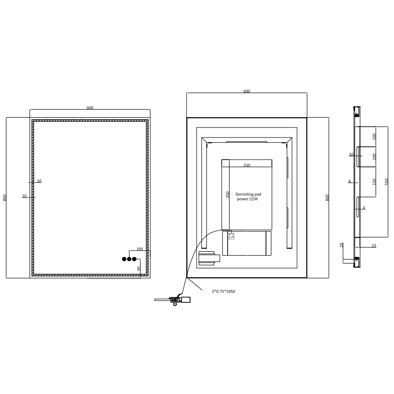 Crosswater MPRO Lit Illuminated Mirror - 500mm x 700mm