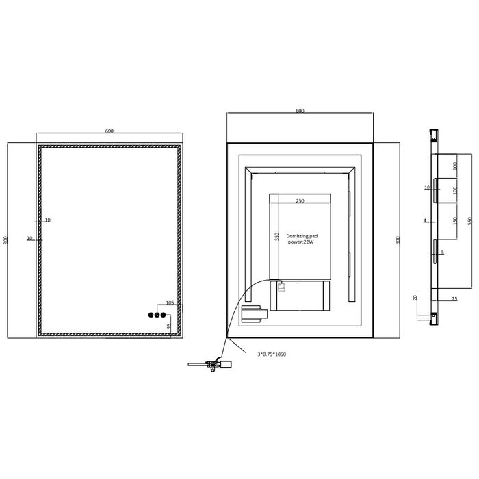 Crosswater MPRO Lit Illuminated Mirror - 500mm x 700mm