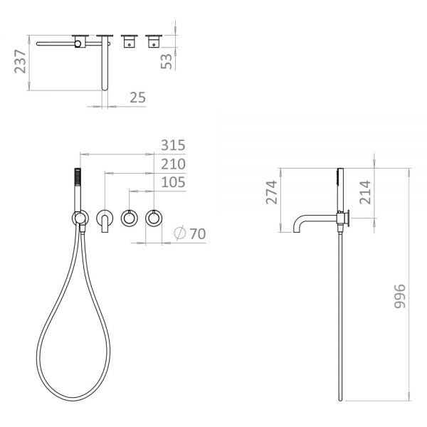 Crosswater MPRO Module 2 Outlet 2 Handle Shower Valve Bath