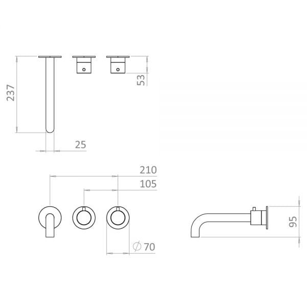 Crosswater MPRO Module 3 Outlet 2 Handle Shower Valve