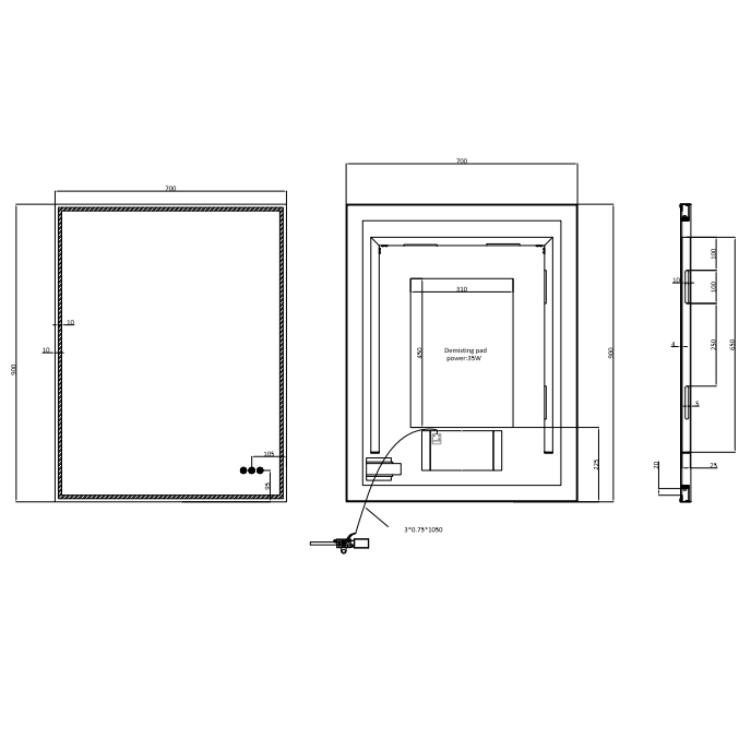 Crosswater MPRO Non-Illuminated Mirror - 500mm x 700mm