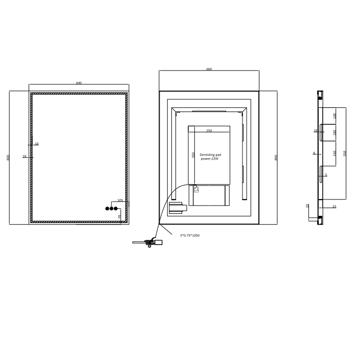 Crosswater MPRO Non-Illuminated Mirror - 500mm x 700mm