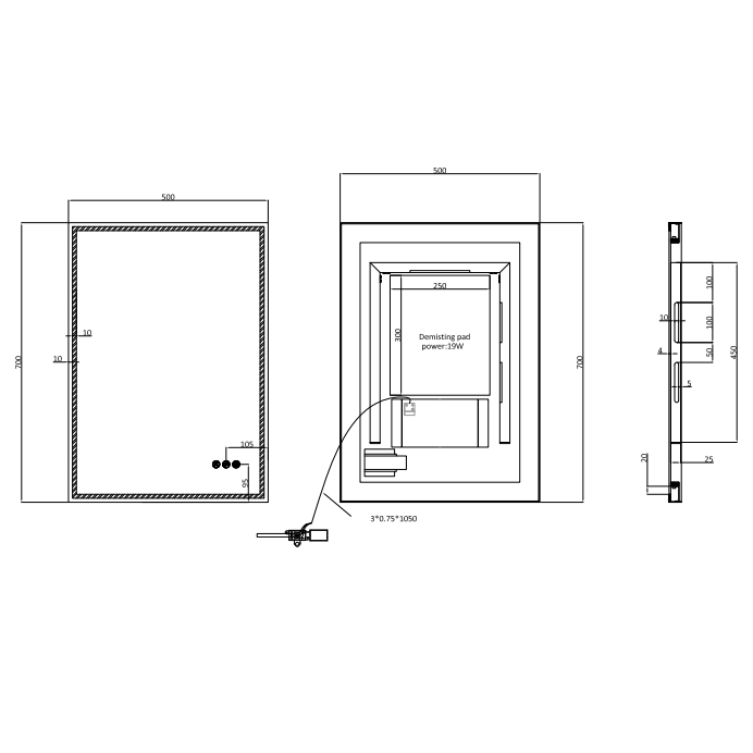Crosswater MPRO Non-Illuminated Mirror - 500mm x 700mm