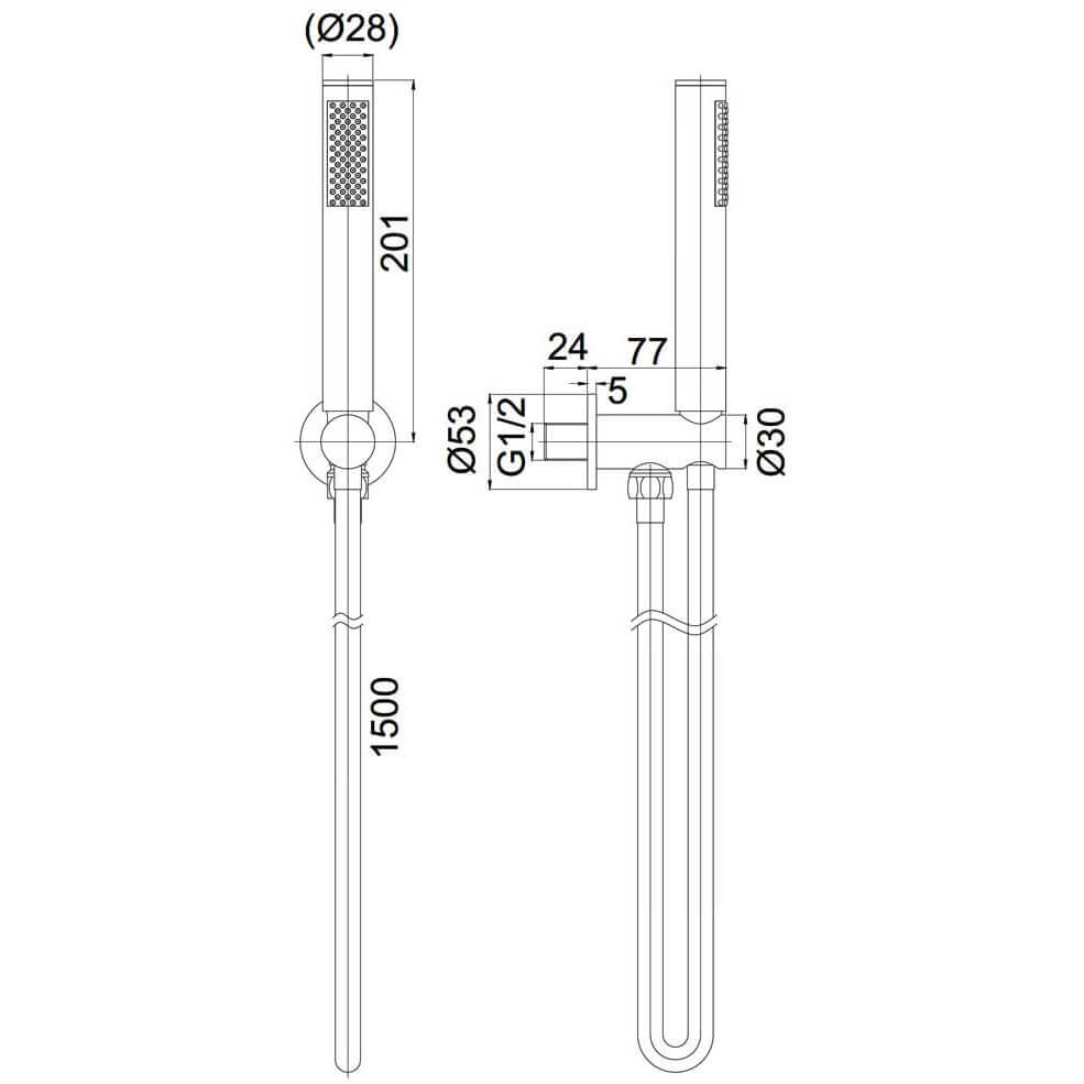 Crosswater MPRO Pencil Handset - Shower Components