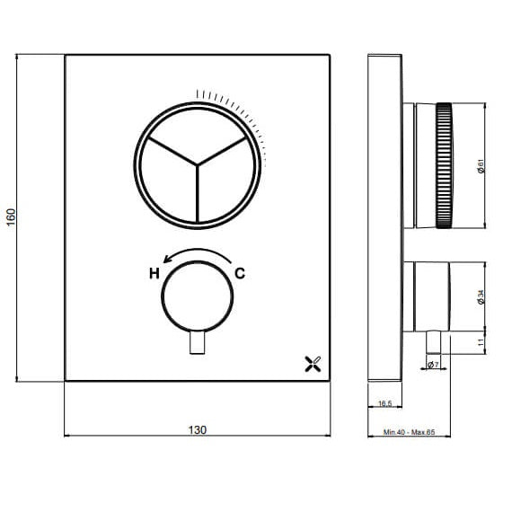 Crosswater MPRO Push Dual Outlet Shower Valve