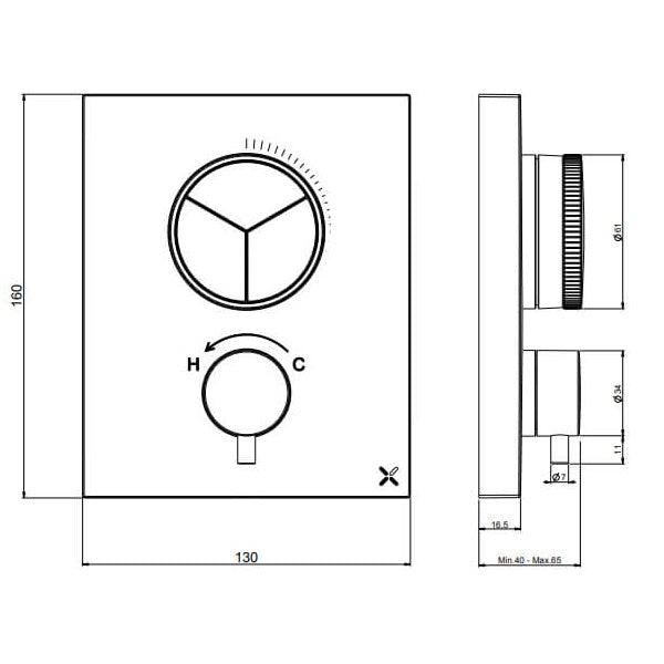 Crosswater MPRO Push Triple Outlet Shower Valve