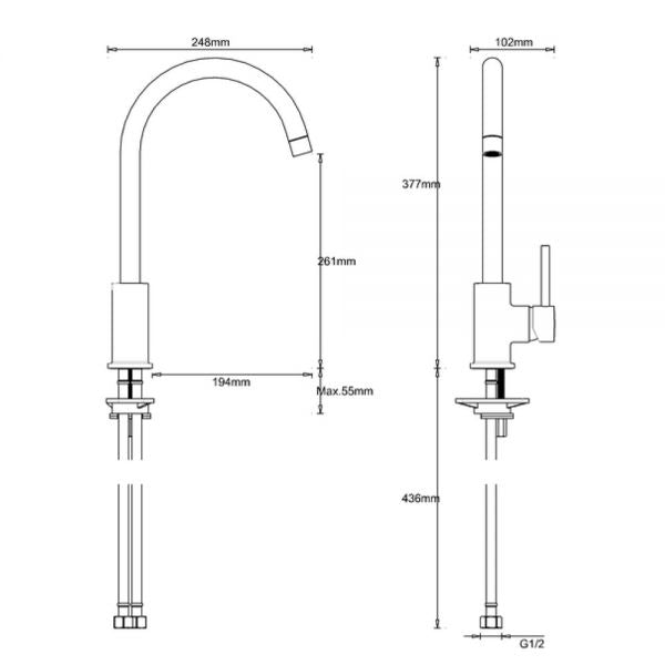 Crosswater MPRO Single Lever Kitchen Mixer Tap - Chrome