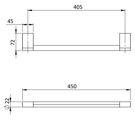 Crosswater MPRO Towel Rail - 450mm Long - Brushed Bronze