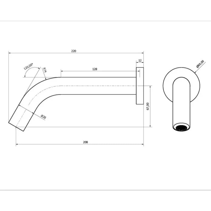 Crosswater MPRO Wall Mounted Basin Sensor Spout - 220mm