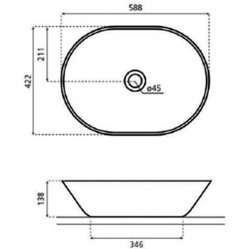 Crosswater Navarre Countertop Basin With Overflow - 590mm