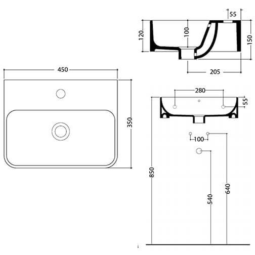 Crosswater Navona Countertop Basin With Overflow - 450mm