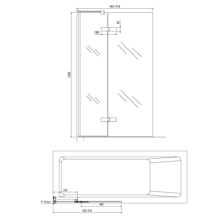 Crosswater Optix 10 180° Bath Screen With Inline Panel