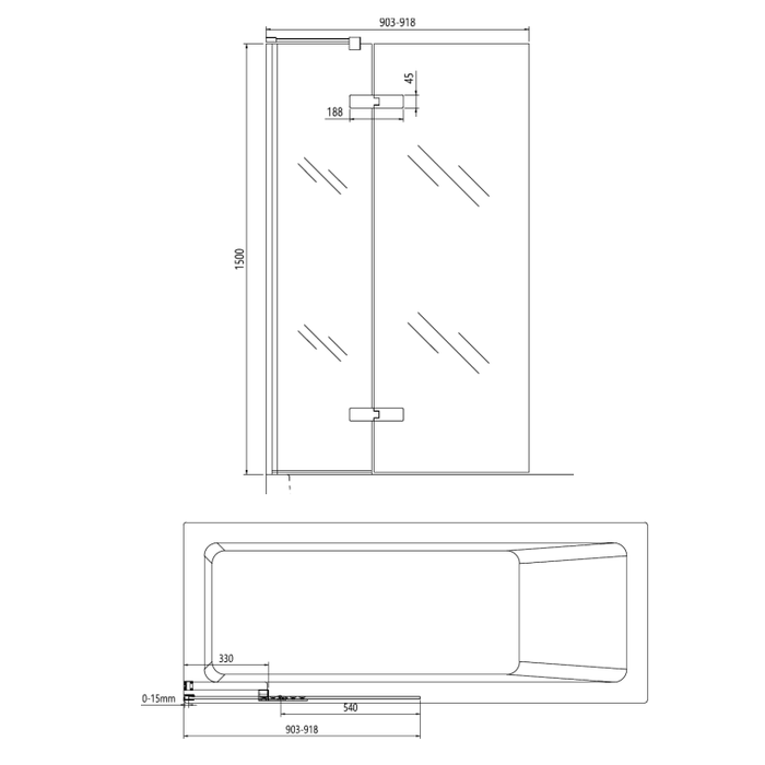 Crosswater Optix 10 180° Bath Screen With Inline Panel