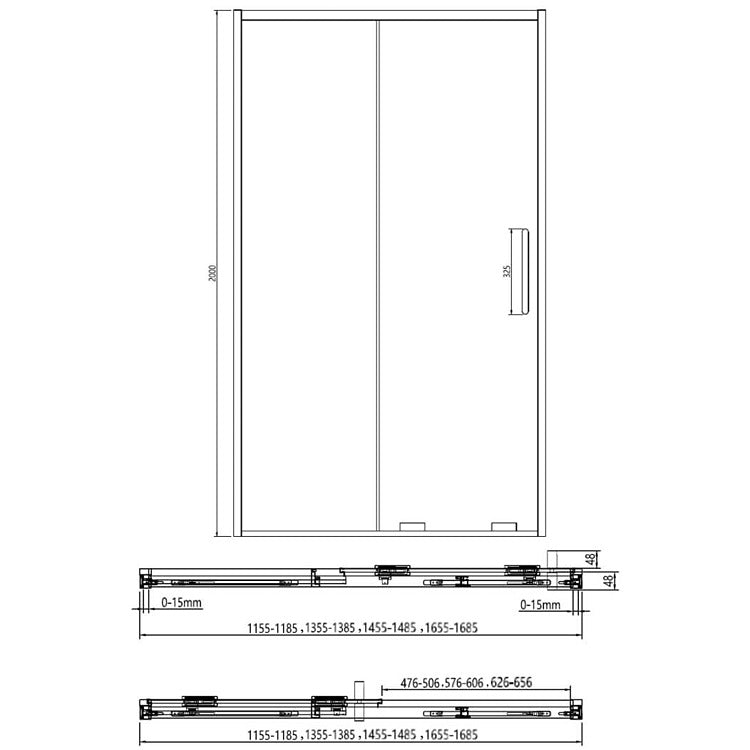 Crosswater OPTIX 10 Single Sliding Shower Door with Side