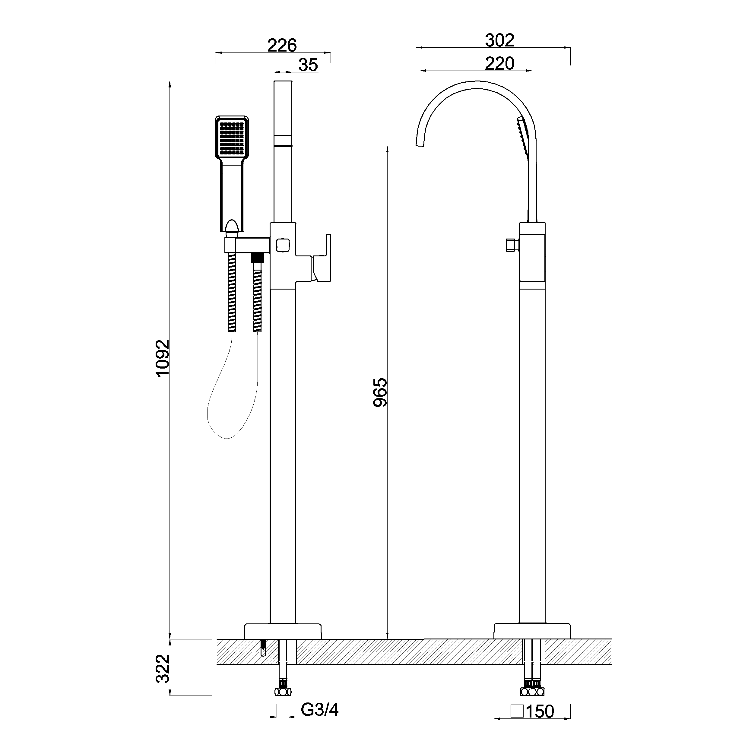 Crosswater Planet Floorstanding Bath Shower Mixer Tap