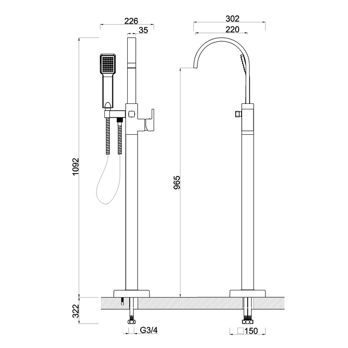 Crosswater Planet Floorstanding Bath Shower Mixer Tap