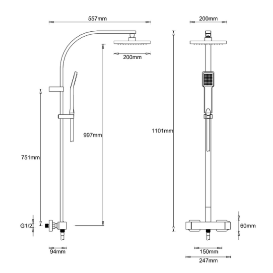 Crosswater Planet Multifunction Thermostatic Exposed Shower