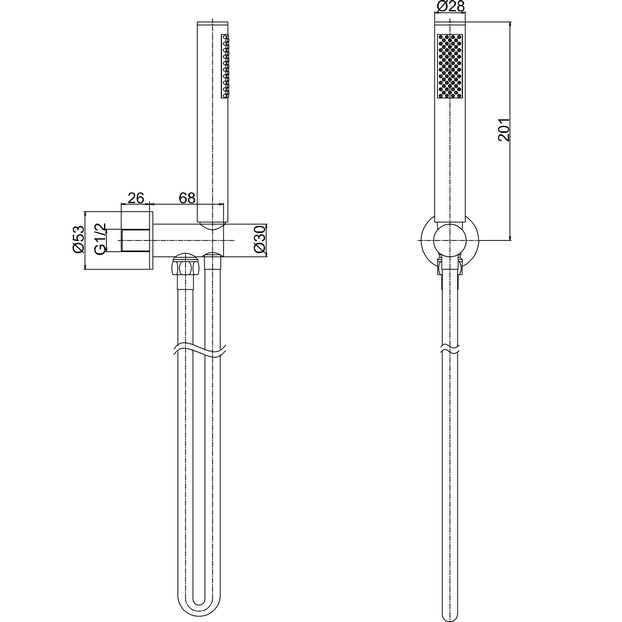 Crosswater Round Shower Handset With Wall Outlet And Hose