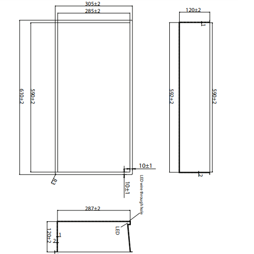 Crosswater Shower Niches With LED Light Strip - 610mm x