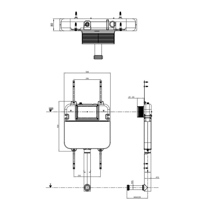 Crosswater Slimline Dual Flush Concealed Cistern
