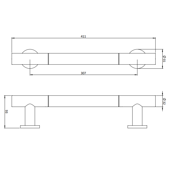 Crosswater Straight Grab Bar - 400mm Long - Brushed Bronze