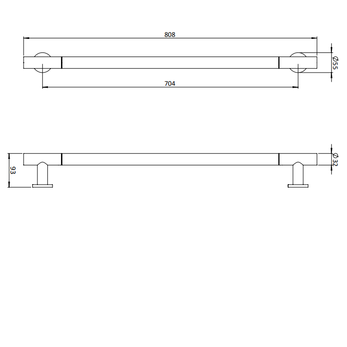 Crosswater Straight Grab Bar - 400mm Long - Brushed Bronze