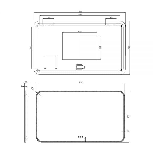 Crosswater Svelte Illuminated Mirror - Clear - Illuminated