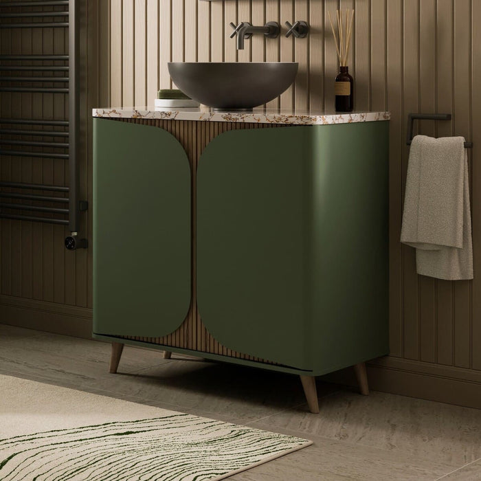 Crosswater Tambour 2 Door Floorstanding Vanity With Worktop