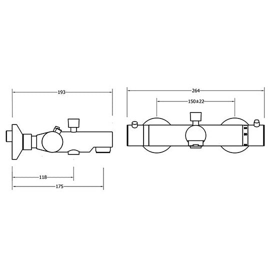 Crosswater TMV2 Thermostatic Bath Shower Mixer Tap - Chrome