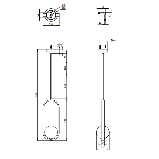 Crosswater Tranquil Pendant Light - Bathroom Lighting