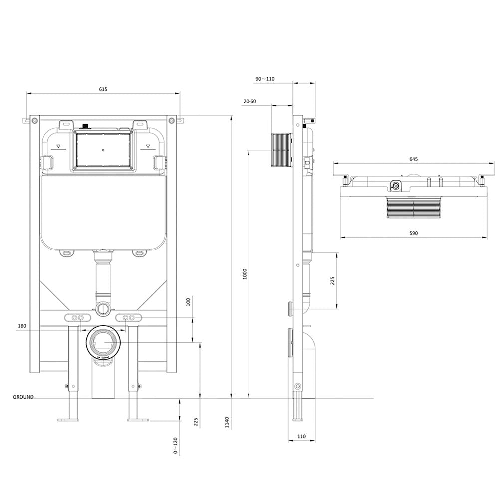 Crosswater Ultra Slim Depth Wall Hung Toilet Frame