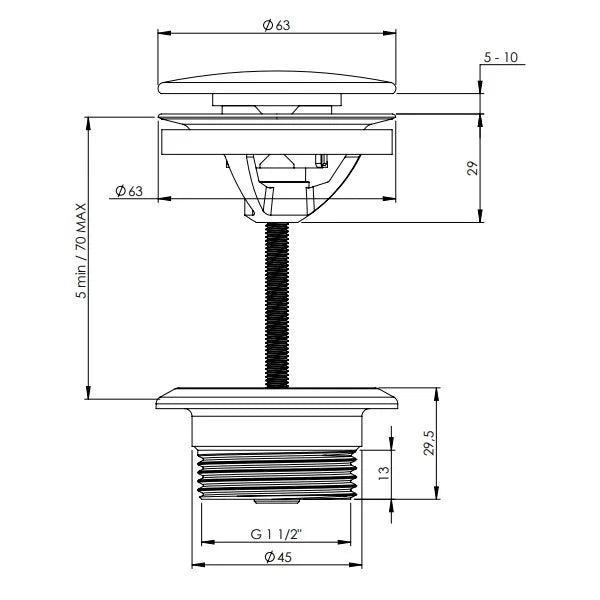 Crosswater Universal Click Clack Basin Waste