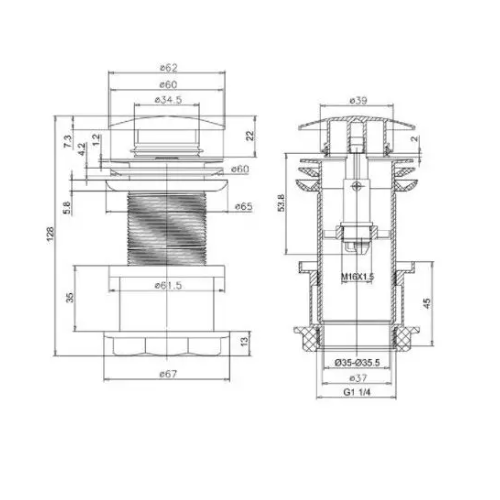 Crosswater Unslotted Basin Click Clack Waste And 100mm