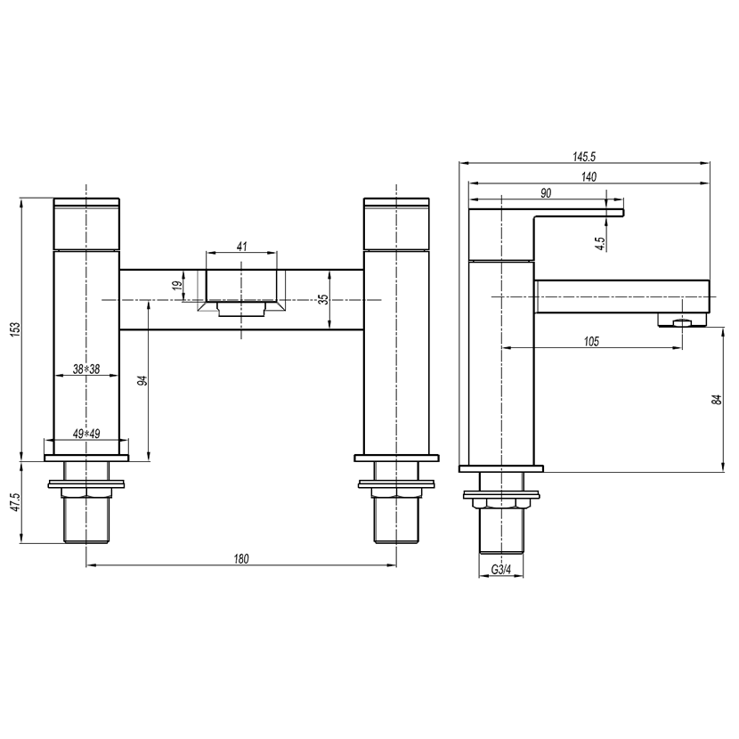 Crosswater Verge Deck Mounted Bath Filler Tap