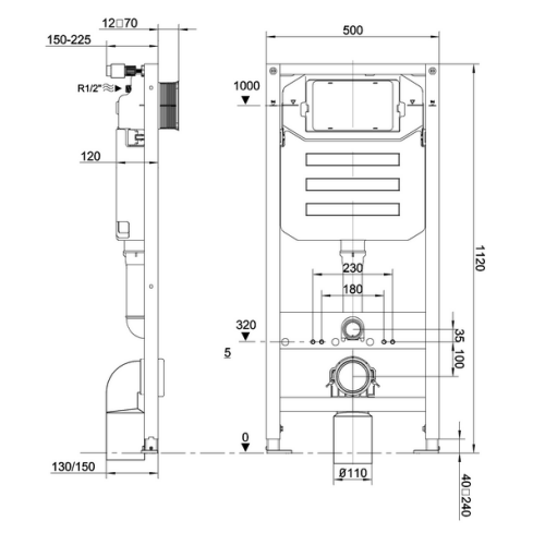 Crosswater Wall Hung Concealed Cistern Frame