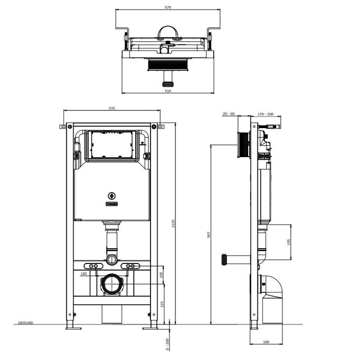 Crosswater Wall Hung Toilet Frame with Concealed Cistern