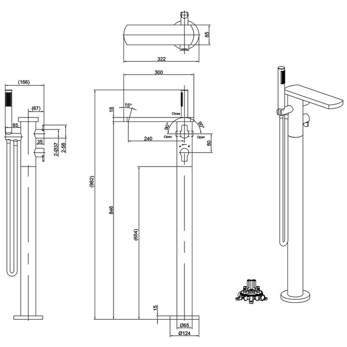 Crosswater Wisp Floorstanding Thermostatic Bath Shower